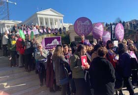 Activists rally in support of the Equal Rights Amendment on January 8, 2020.