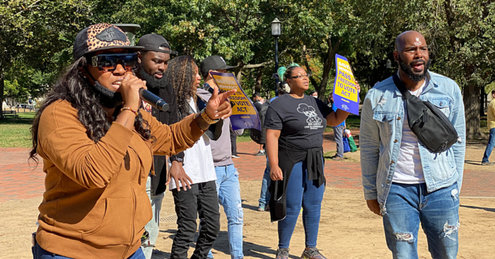 Danton Whitley and members of the Baltimore Urban Inspiration Choir performed at the Voting Rights Now! event on October 19, 2021.