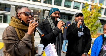 As approximately 800 protestors marched towards the White House on November 17, 2021, the Baltimore Urban Inspiration Choir moved the crowd with protest songs.