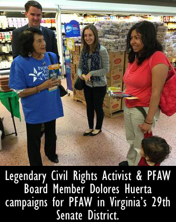 Image - Legendary Civil Rights Activist & PFAW Board Member Dolores Huerta campaigns for PFAW in Virginia’s 29th Senate District