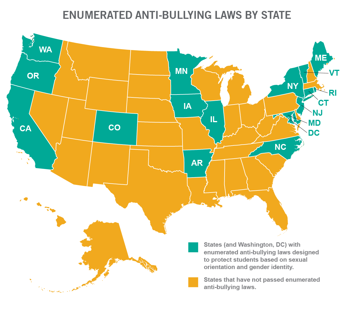 GLSEN: Enumerated anti-bullying laws by state
